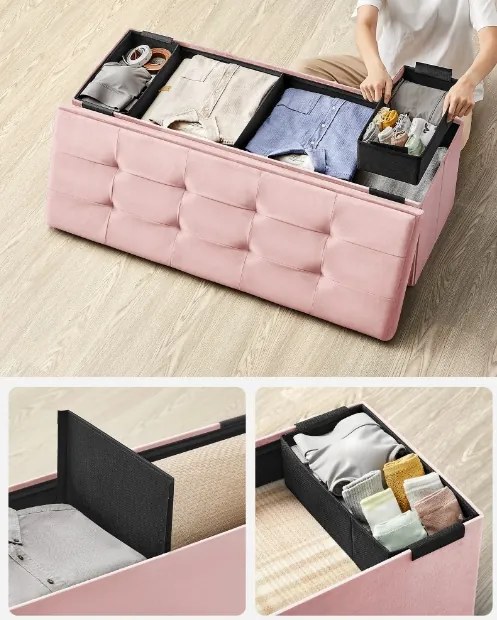 Taburet s úložným priestorom OTTOMAN 110x38 cm, ružový