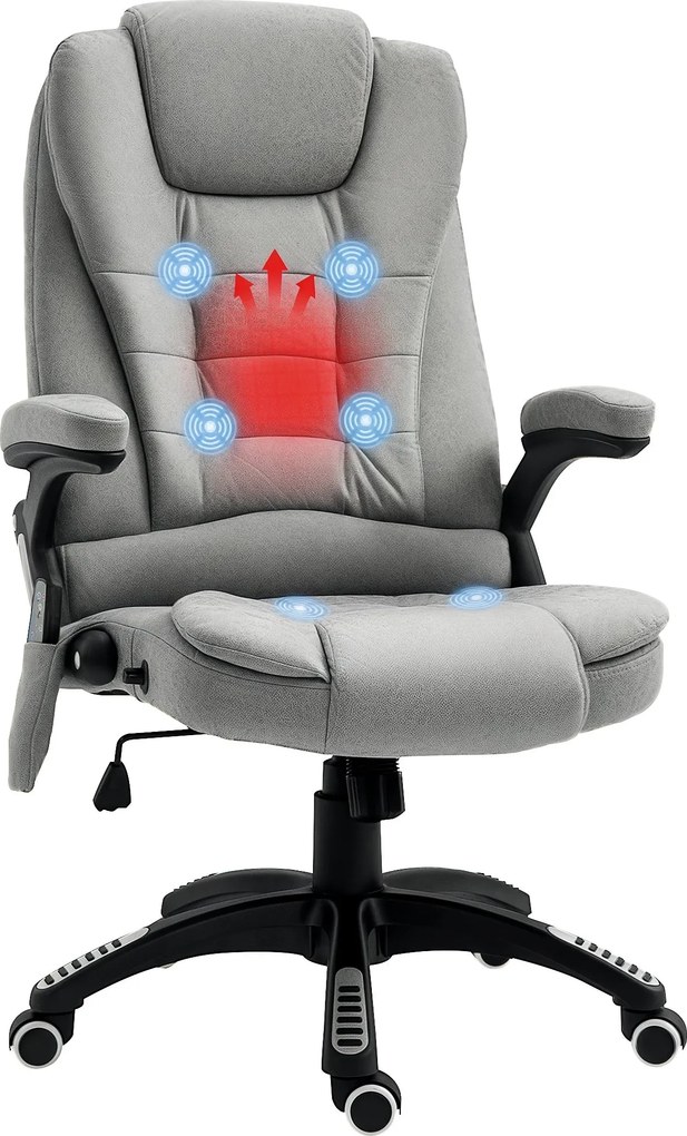 Vinsetto kancelárska stolička s vibračnou masážou, ergonomická pracovná stolička s vyhrievaním, sklopná funkcia, nastaviteľná výška s diaľkovým ovláda