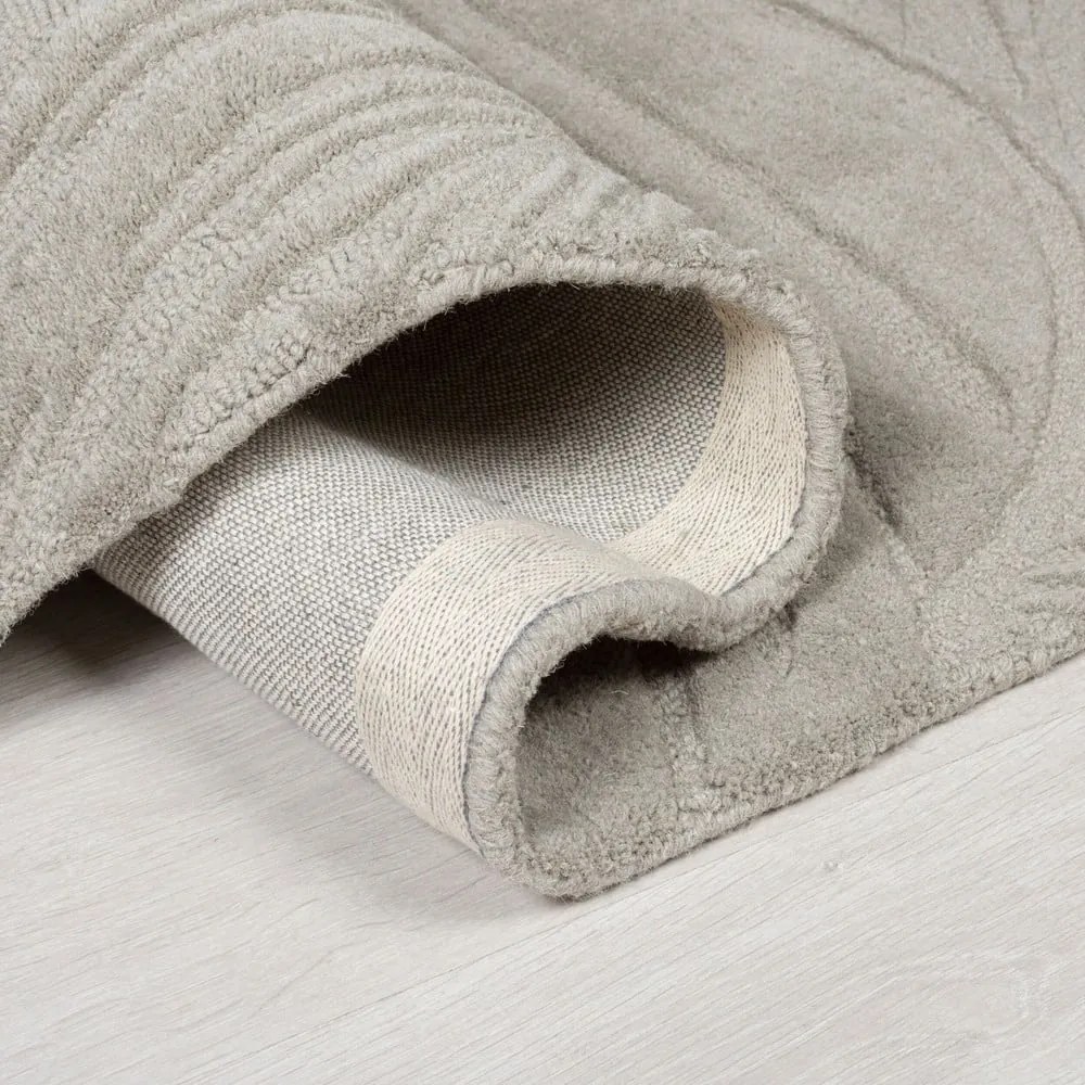 Svetlosivý vlnený koberec behúň 60x230 cm Lino Leaf – Flair Rugs