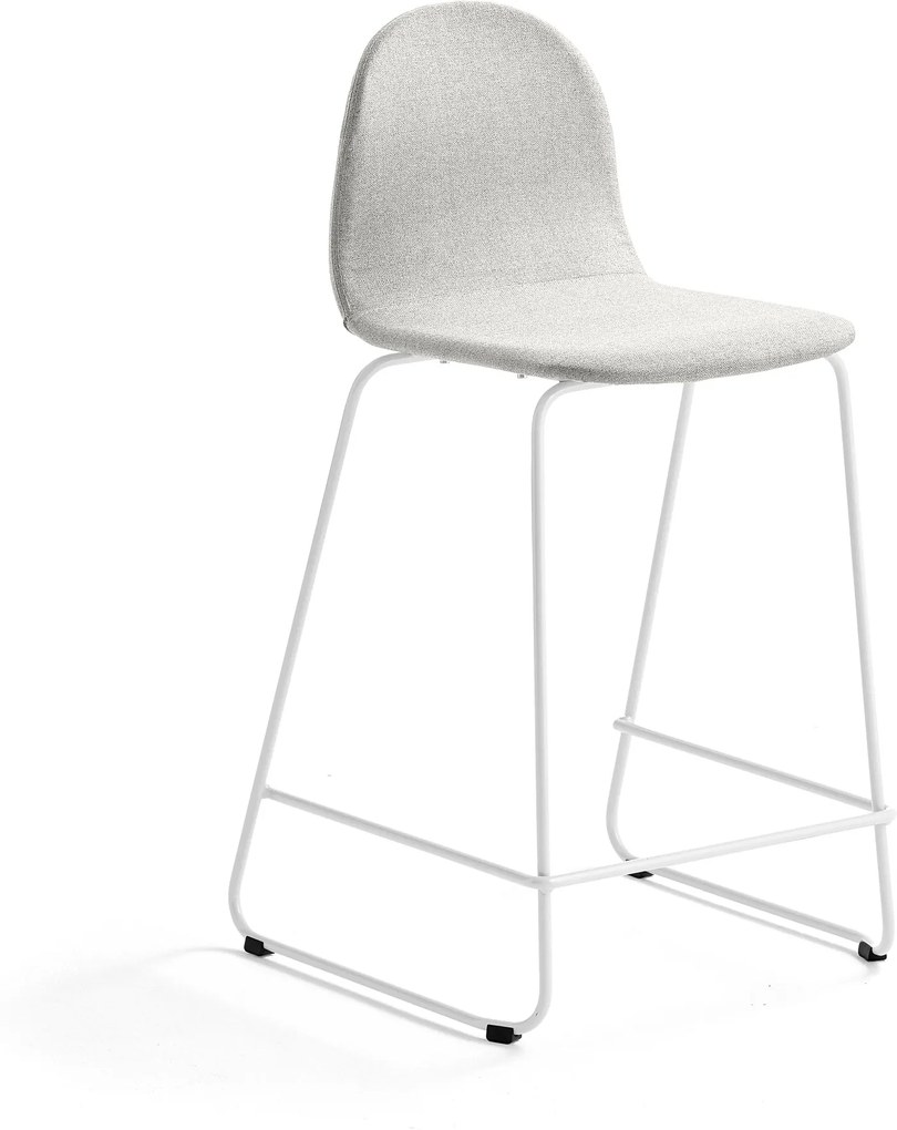 Barová stolička Gander, s klzákmi, výška sedu 630 mm, čalúnená, béžová
