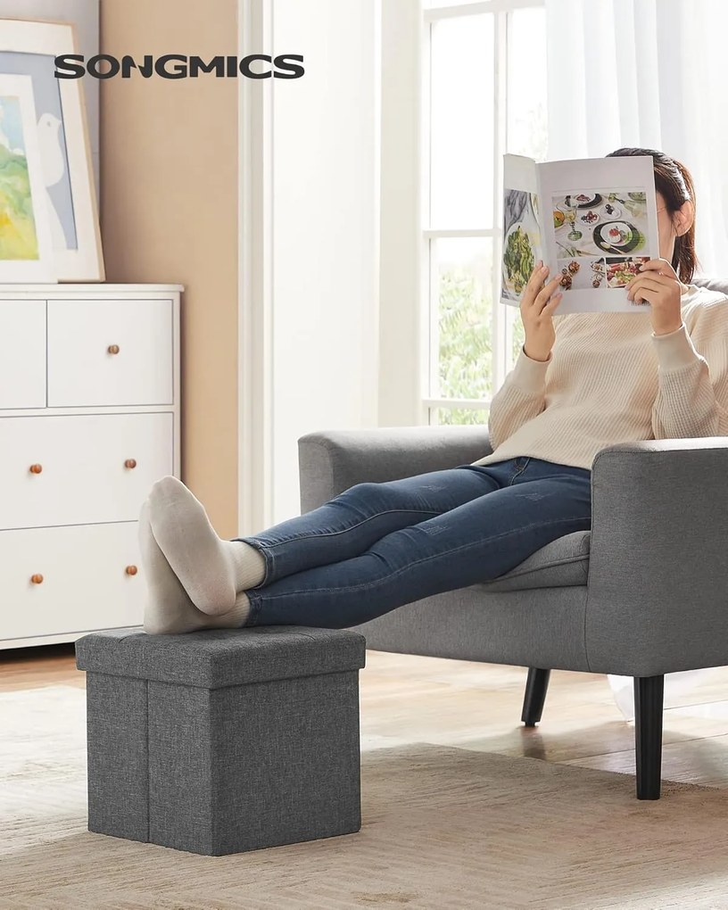 Taburet s úložným prostorem Nestro 30 cm šedý