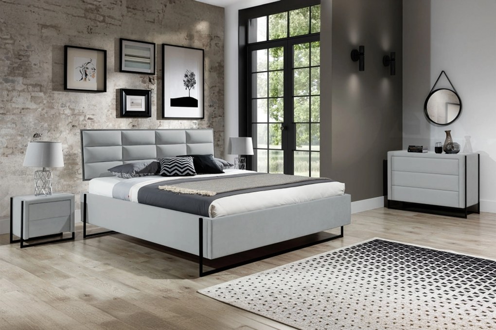 Manželská posteľ Soft Loft 140x200 S vnútorným úložným priestorom - zamat sivá Donna 3