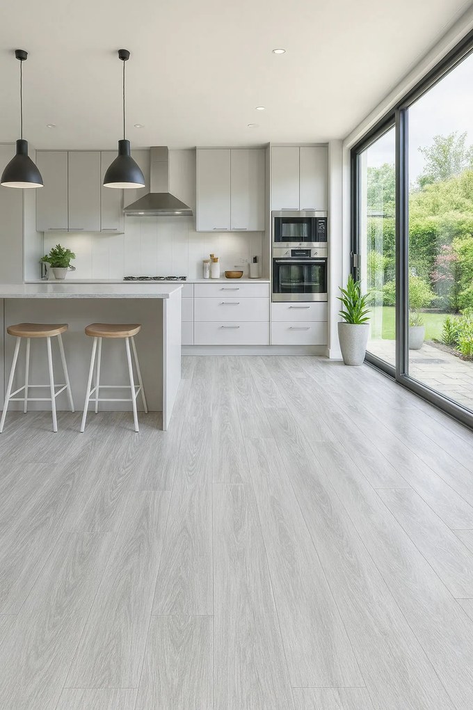 PVC podlaha - lino Loftex 2169 Boutic Light Grey, na mieru, šíře 2m,4m, šedá, filc, chodba / predsieň, Gerflor