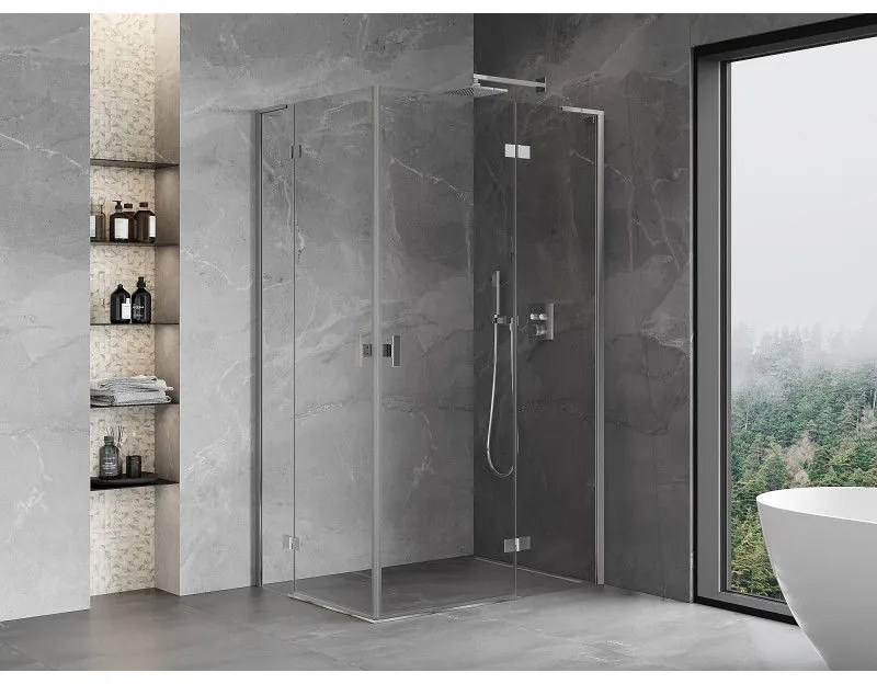 Mexen Mist-H L Duo, 2-krídlový sprchový kút 80 x 120 cm, číre sklo, chrómový profil, 8A5L-080L-120P-01-00