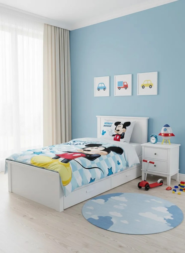 Detské bavlnené obliečky Nook Mickey Mouse 100x135 cm + 40x60 cm modré