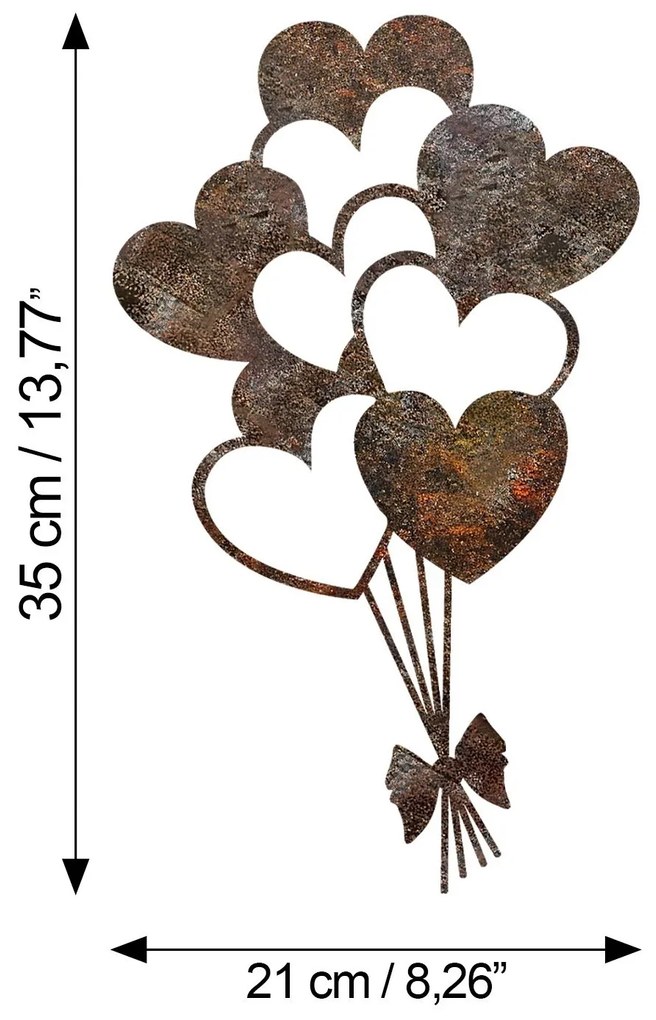 Nástěnná kovová dekorace Rusty Heart 1 vícebarevná