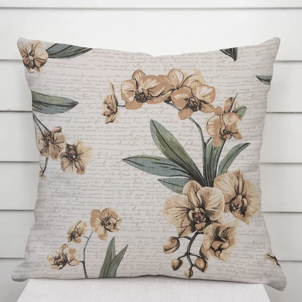 Biante Bavlnená obliečka na vankúš Sandra SA-624 Hnedé orchidey na bielom 50 x 60 cm