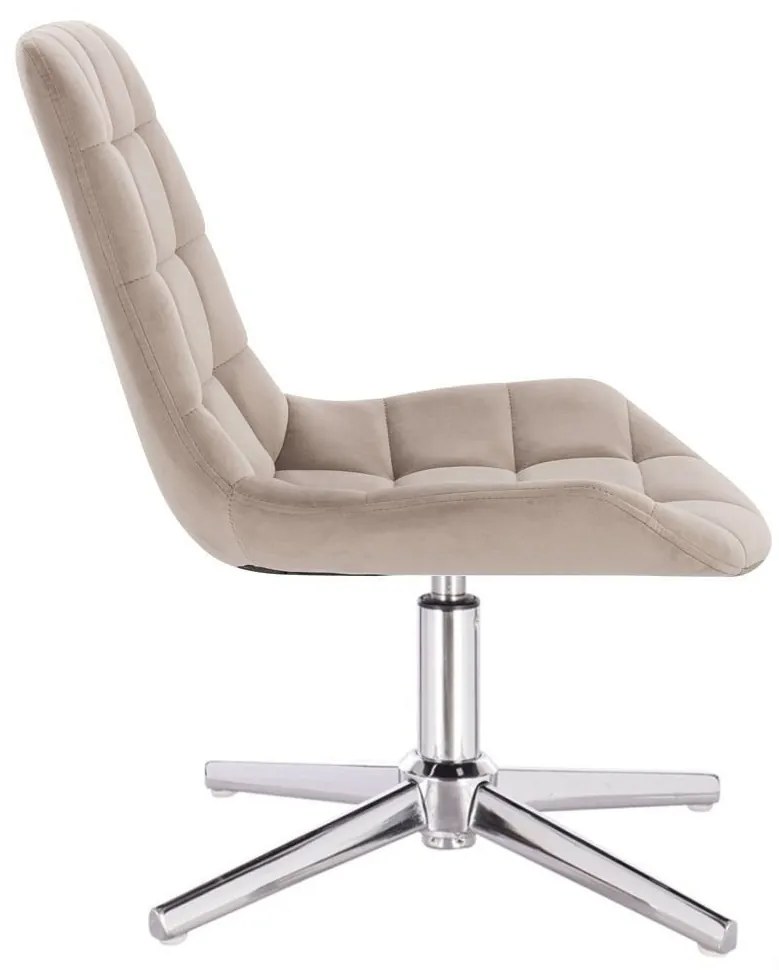 LuxuryForm DESIGN Stolička PARIS VELUR na striebornom kríži - latte