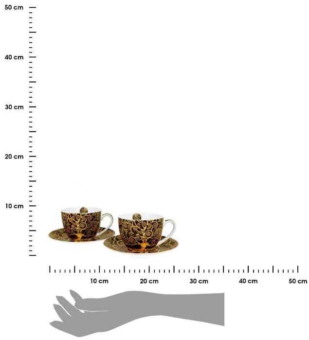 Sada šálků s podšálkem Klimt THE TREE OF LIFE 2 ks 250 ml hnědá