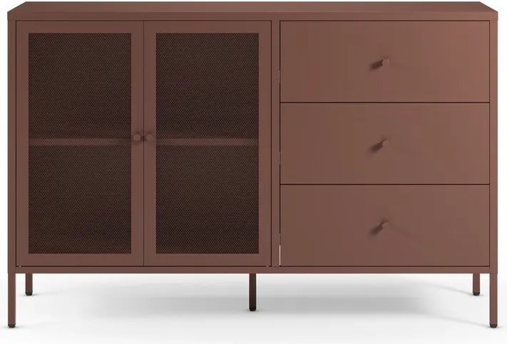 Vínovočervená kovová komoda 140x90x40 cm Fayna – Marckeric