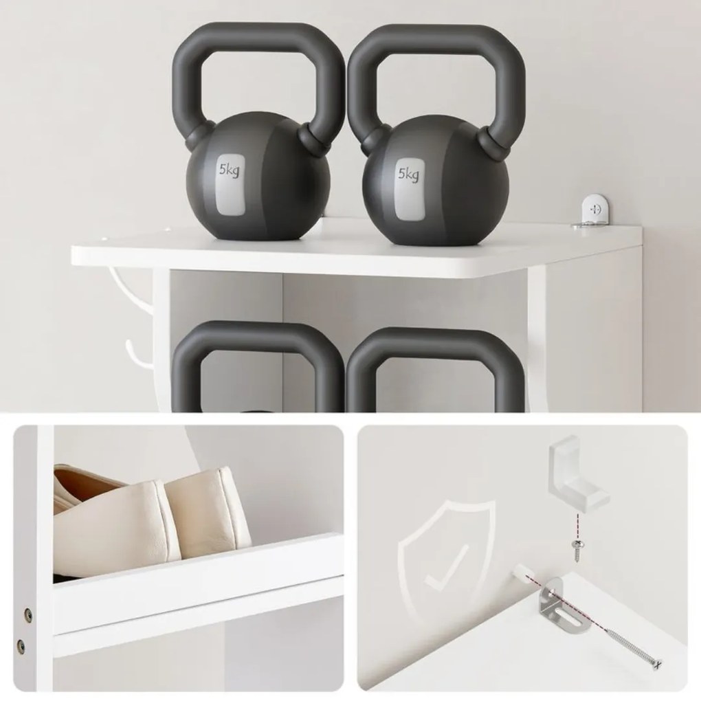 Botník CINDY, 6 úrovní, 30x26,4x110,4cm, biela Vasagle