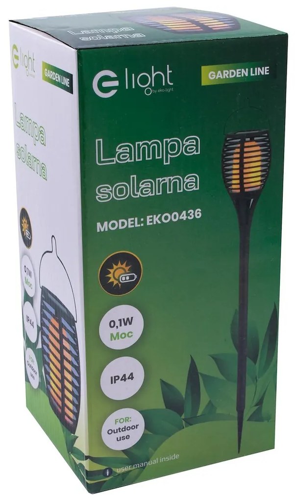 Ecolamp Exteriérové solárne zapichovacie svietidlo Flame, 1x čierne plastové tienidlo