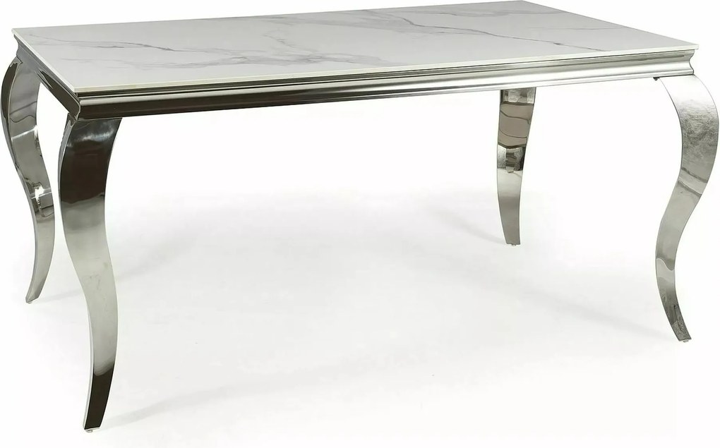 Jedálenský stôl Prince 180 cm biely mramor/chróm