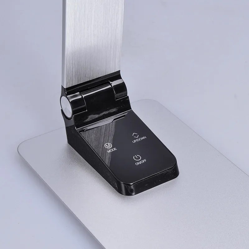 Solight LED stmievateľná stolná lampa, 11 W, teplá studená biela, USB port, strieborná