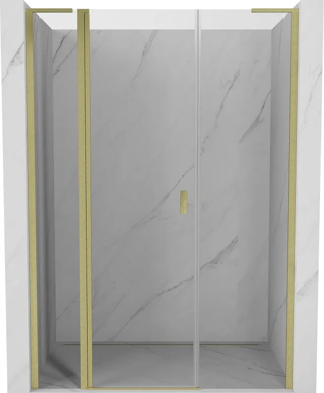 Mexen Mist L, výklopné sprchové dvere 155 cm, číre sklo, zlatá matná, 8A4L-155-001-55-00