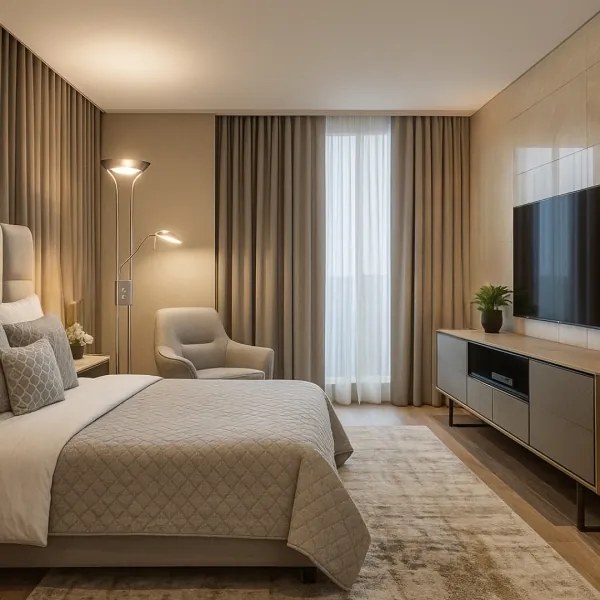 Brilagi - Stmievateľná stojacia lampa SCARLETT 1xR7s/230W/230V+1xG9/40W matný chróm