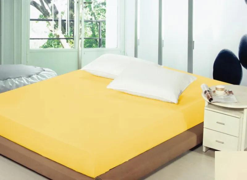 DomTextilu Bavlnené žlté prestieradlo na posteľ 5250-20185   200 cm x  220 cm