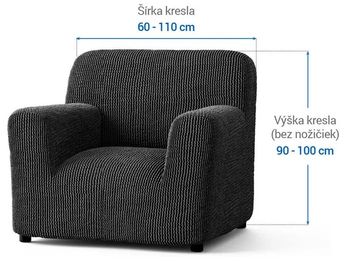 Bielastické poťahy COSTINA antracit kreslo (š. 60 - 110 cm)
