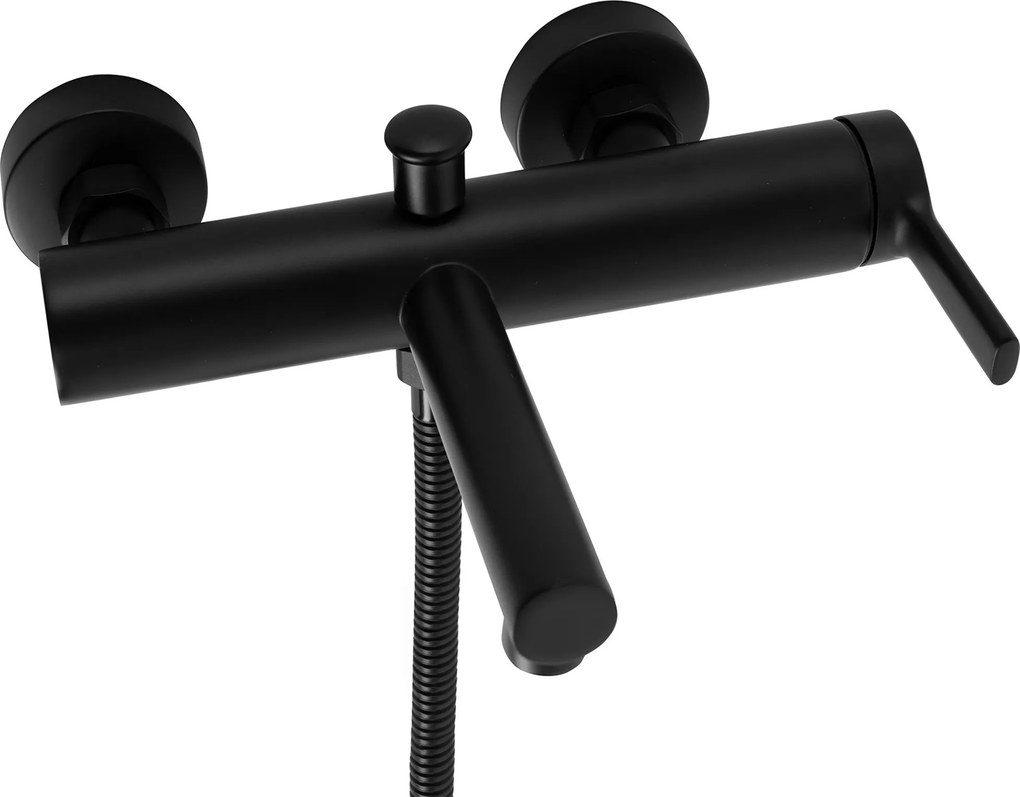 Rea Pixel, vaňová batéria s ručnou sprchovou súpravou, čierna matná, REA-B4523