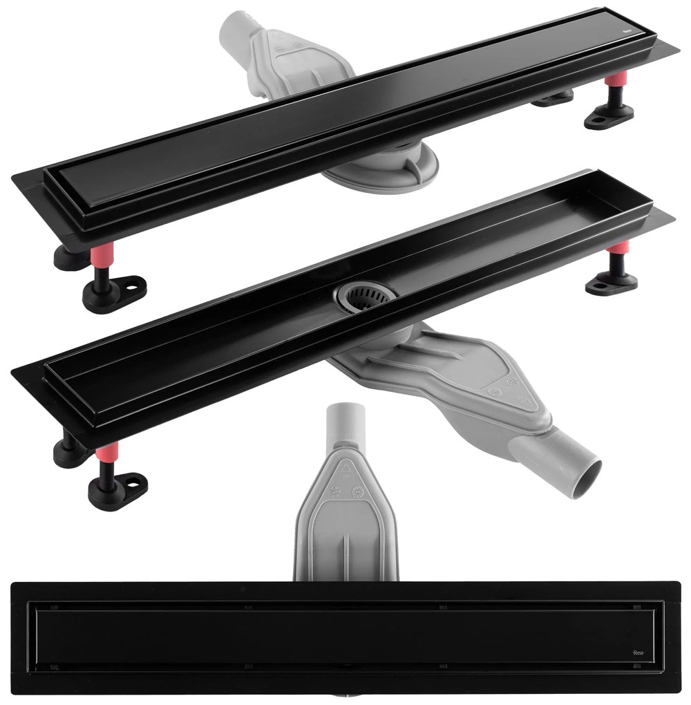 Rea NEOX Superflow, odtokový sprchový žľab 90 cm, čierna matná, REA-G7808