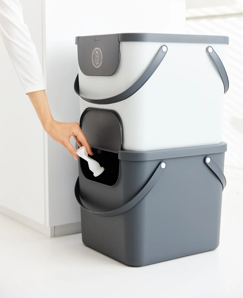 XL - Odpadkový kôš na triedený odpad ALBULA, 40 l, biely/antracit