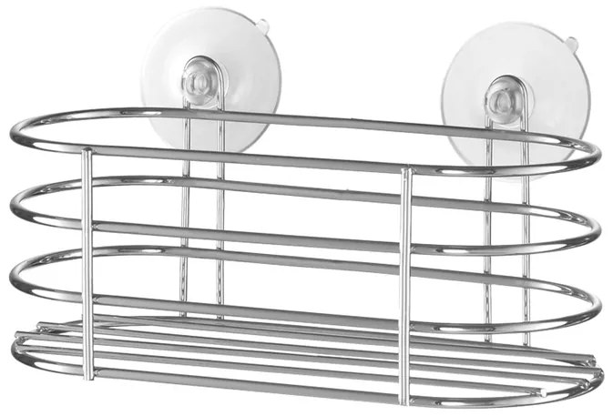 BISK Erga Niagara, košík na kúpeľňové doplnky na prísavky 26,5x10x11 cm, chrómová, ERG-04119