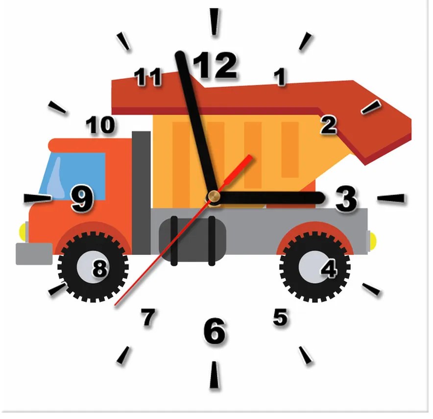 Gario Obraz s hodinami Nákladné auto Rozmery: 30 x 30 cm