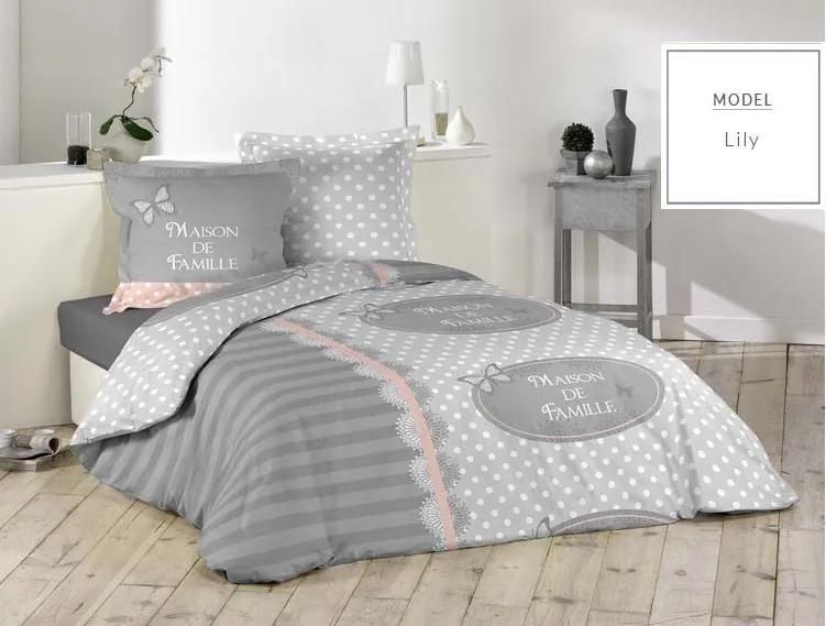 Bavlnené posteľné obliečky sivej farby 200 x 220 cm