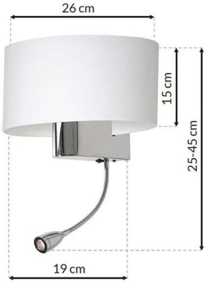 LED Nástenná lampa CASINO 1xE27/60W/230V + LED/1W/230V biela
