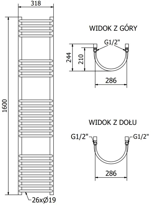 Mexen Eros, vykurovacie teleso 1600 x 318 mm, 549 W, čierna, W112-1600-318-00-70