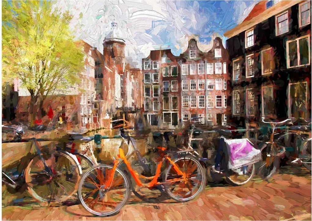 Sklenený obraz - Amsterdam, maľba (70x50 cm)