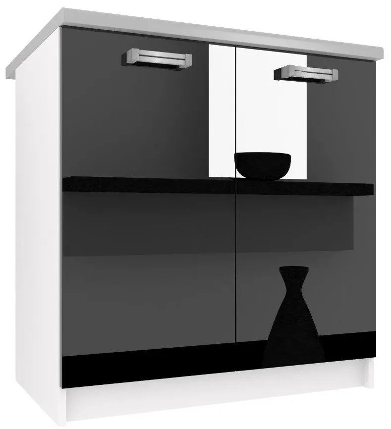 Kuchynská skrinka Belini spodná 80 cm čierny lesk s pracovnou doskou INF SD80/0/WT/B/0/D