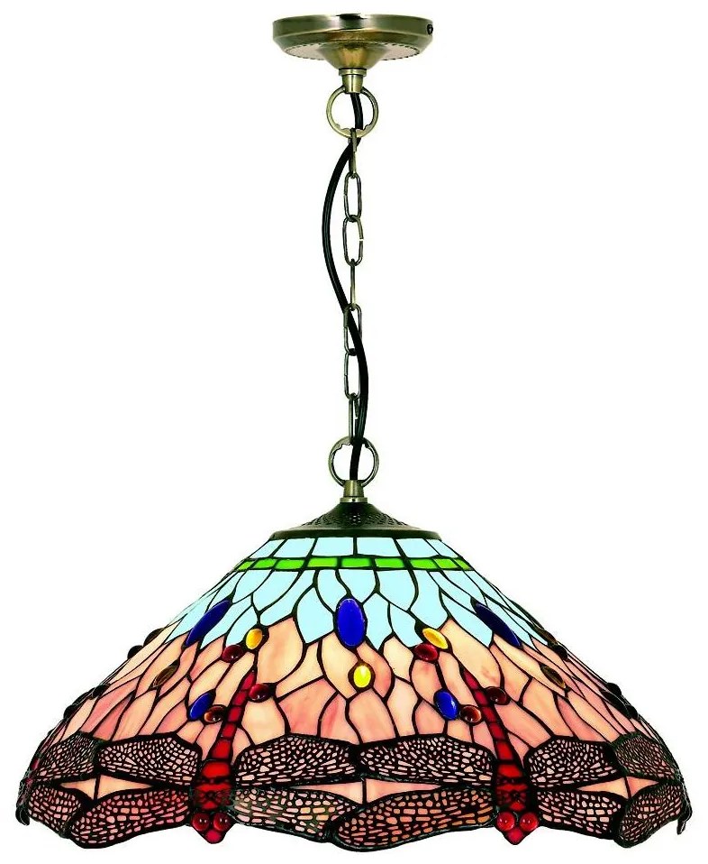 Searchlight 1283-16 - Tiffany luster na reťazi DRAGONFLY 1xE27/60W/230V