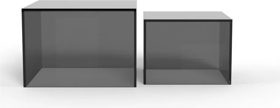 Sivé sklenené konferenčné stolíky v súprave 2 ks 50x50 cm Dice – Actona