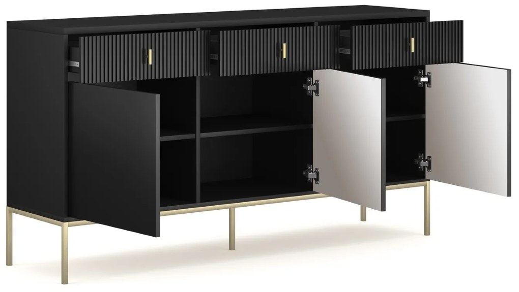 Komoda Maggiore 154,5 cm černá/zlatá