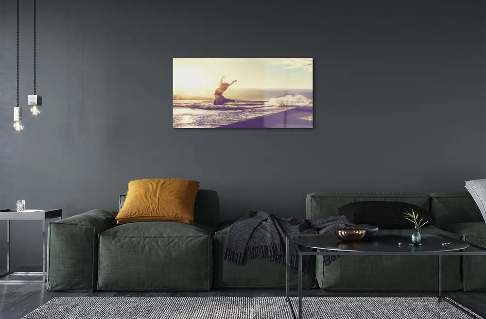 Obraz na skle Ženské jazero mraky 100x50 cm