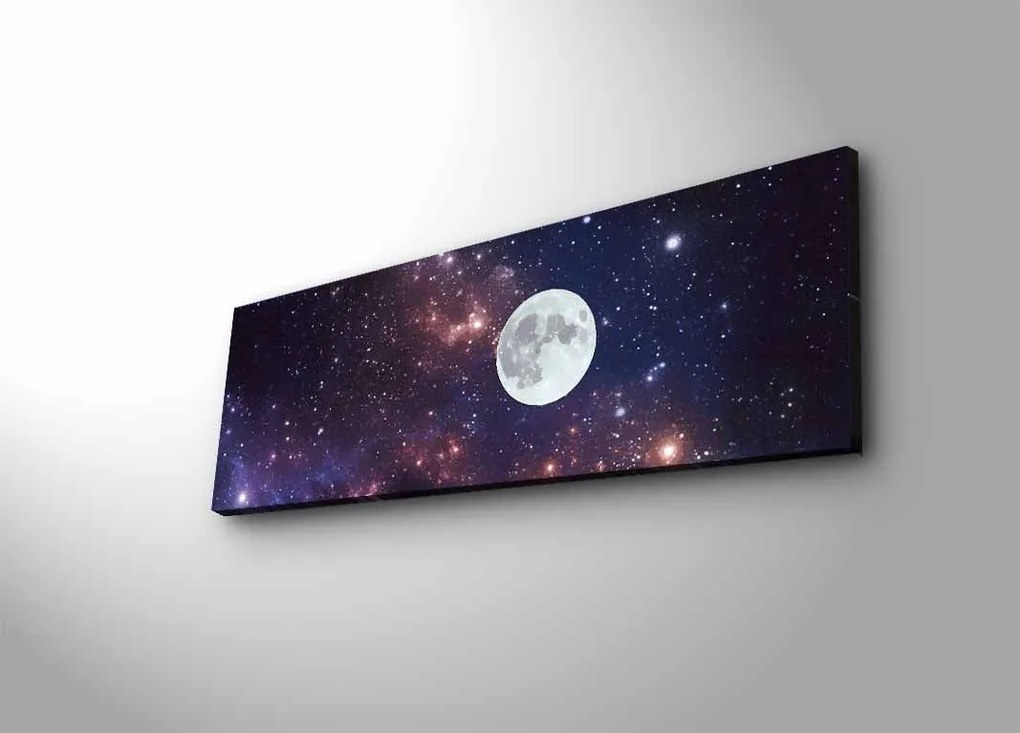 Obraz s LED osvetlením MESIAC NA NOČNOM NEBI 30 x 90 cm