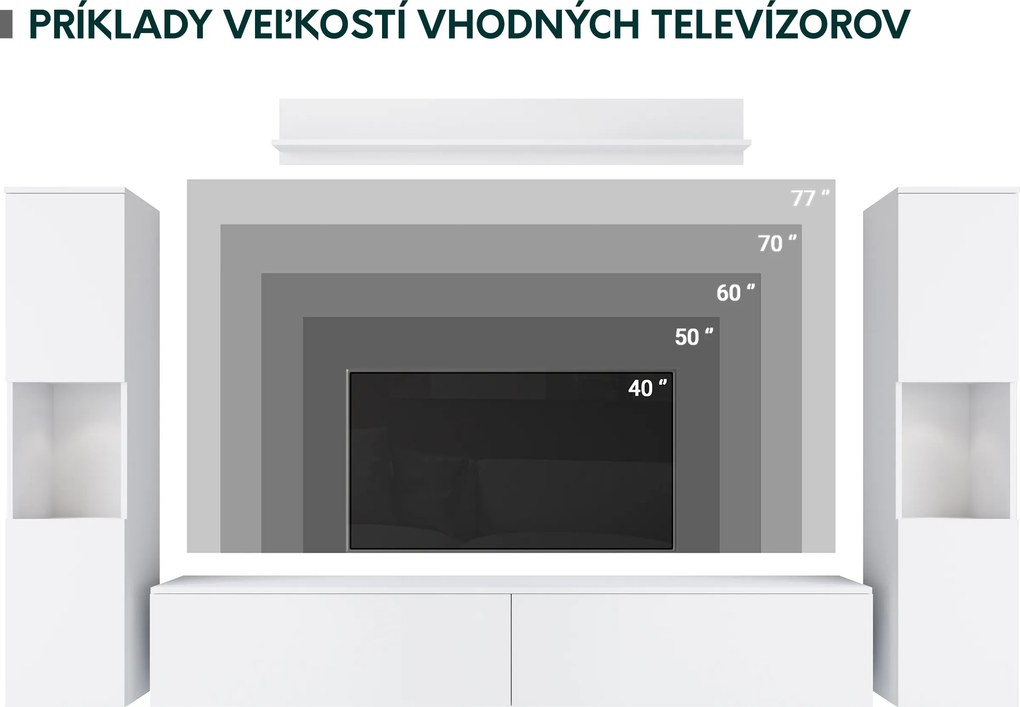 Nábytok do obývacej izby Nova II (wotan + biely lesk). Vlastná spoľahlivá doprava až k Vám domov. 1121836