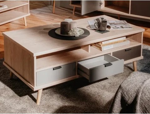 Konferenčný stolík so šuplíkmi Epik, dub/šedý%