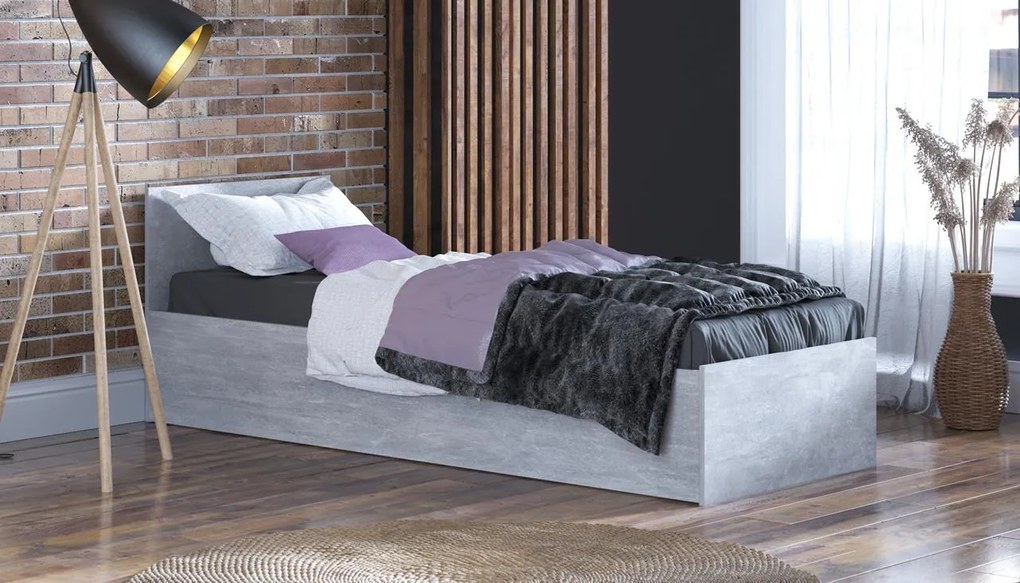 Posteľ 90x200 cm s matracom a úložným priestorom SPART1 Beton