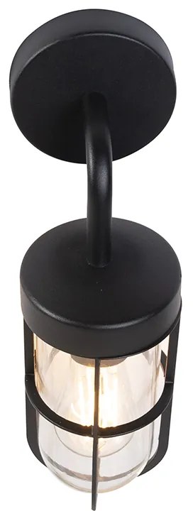Rustikálna vonkajšia nástenná lampa čierna so sklom - Elza