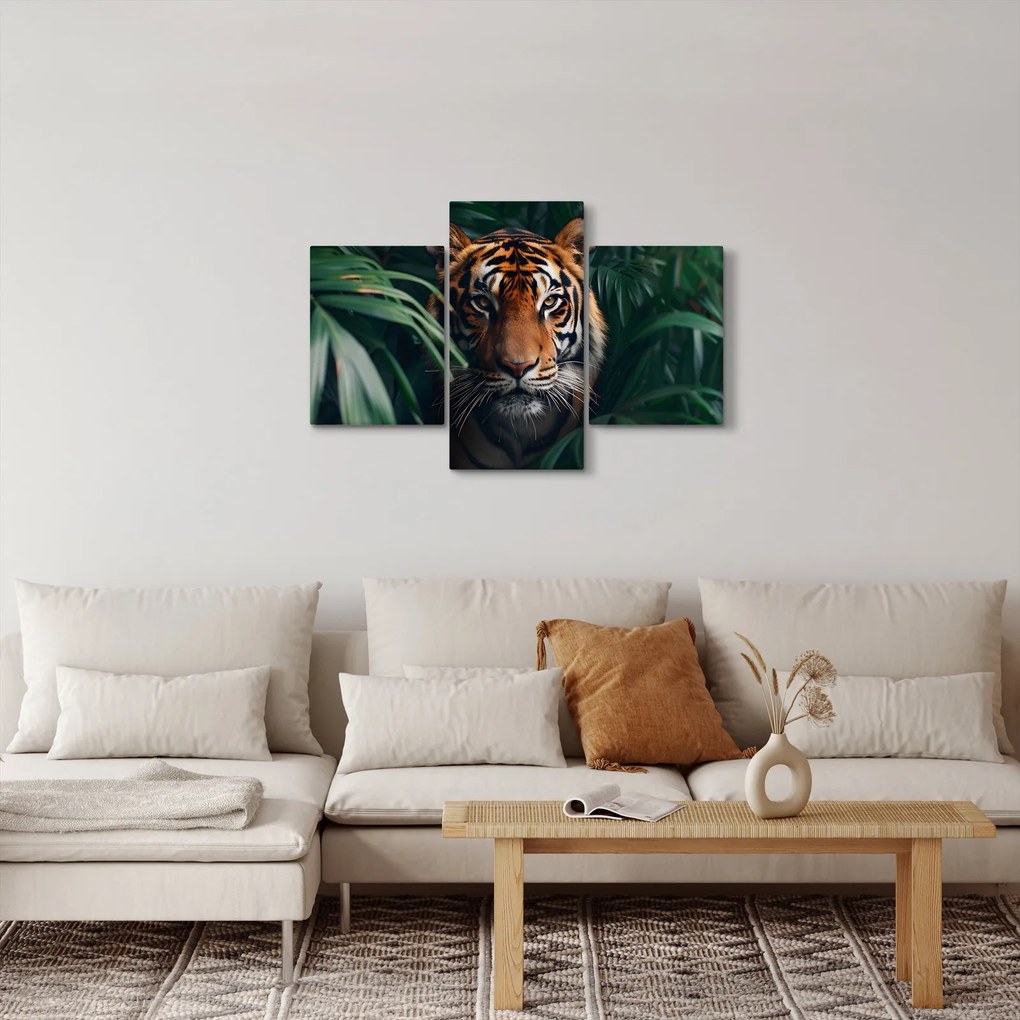 Obraz - Portrét tigra v džungli (90x60 cm)