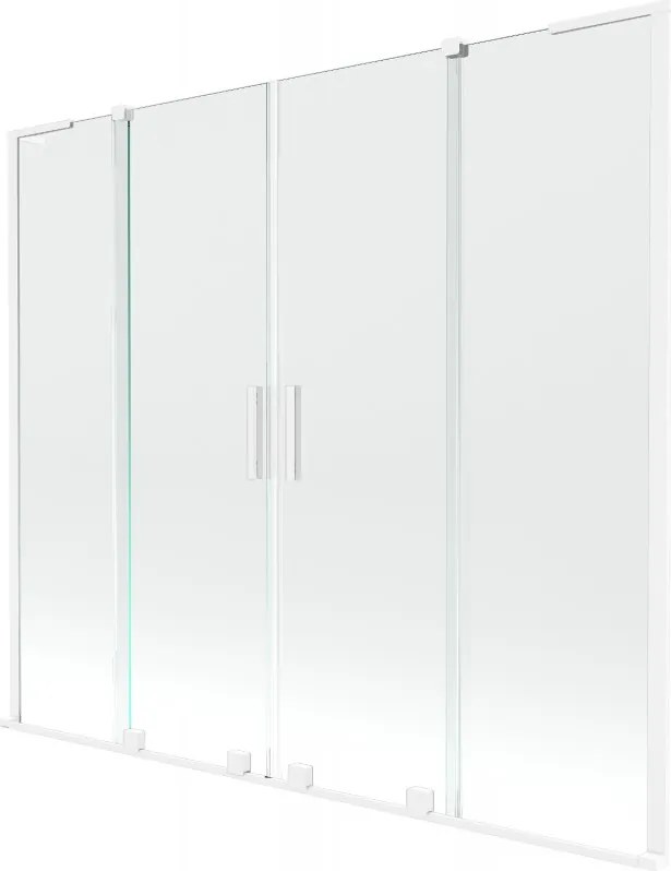 Mexen Velar L Duo, 2-krídlová posuvná vaňová zástena 180 x 150 cm, 8mm číre sklo, biela matná, 896-180-003-02-20