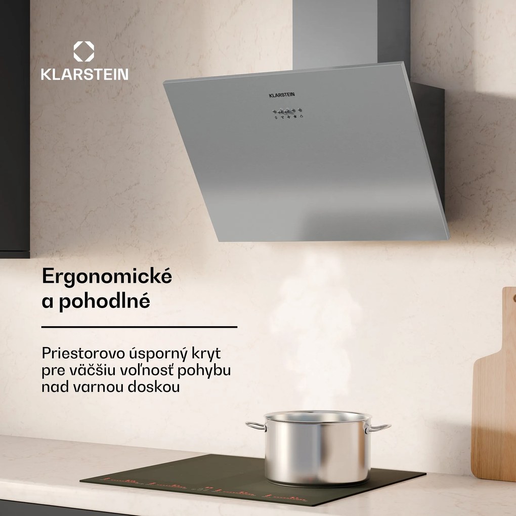 Klarstein Silver Lining 60, digestor, 60 cm, nástenný, 600 m³/h, A, nehrdzavejúca oceľ