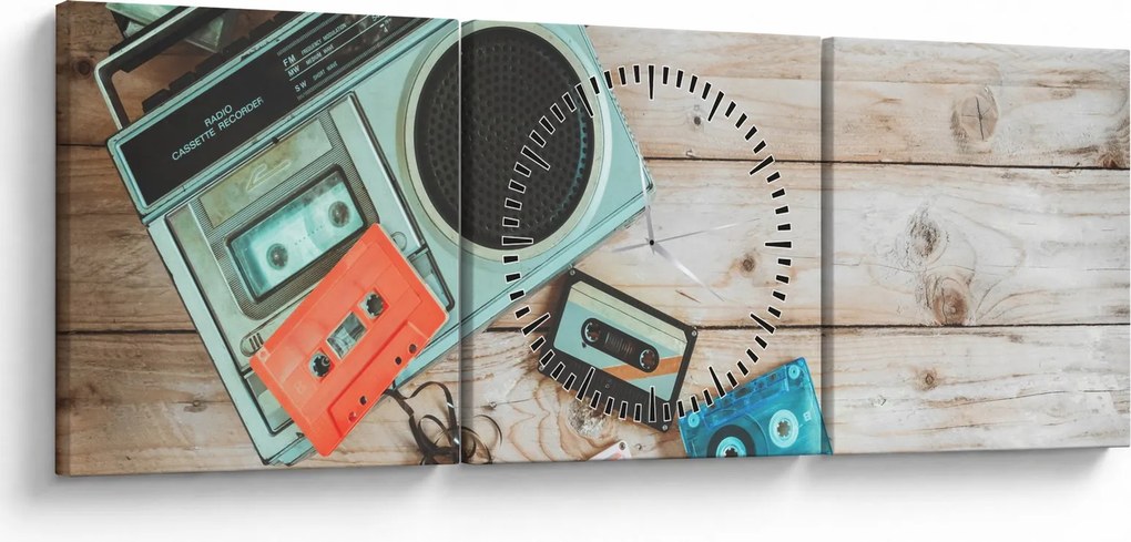 Obraz - Retro rádio (s hodinami) (90x30 cm)
