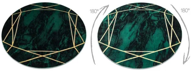 Koberec EMERALD exkluzívny 1022 kruh - glamour, marmur, geometrický zelený/zlatý