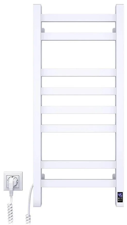 Kúpeľňový rebríkový radiátor s termostatom AVANGARD 251W/230V 80,6 cm IP44 biely ľavý