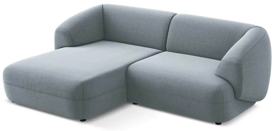 Svetlomodrá zamatová rohová pohovka (ľavý roh) Moana – Makamii