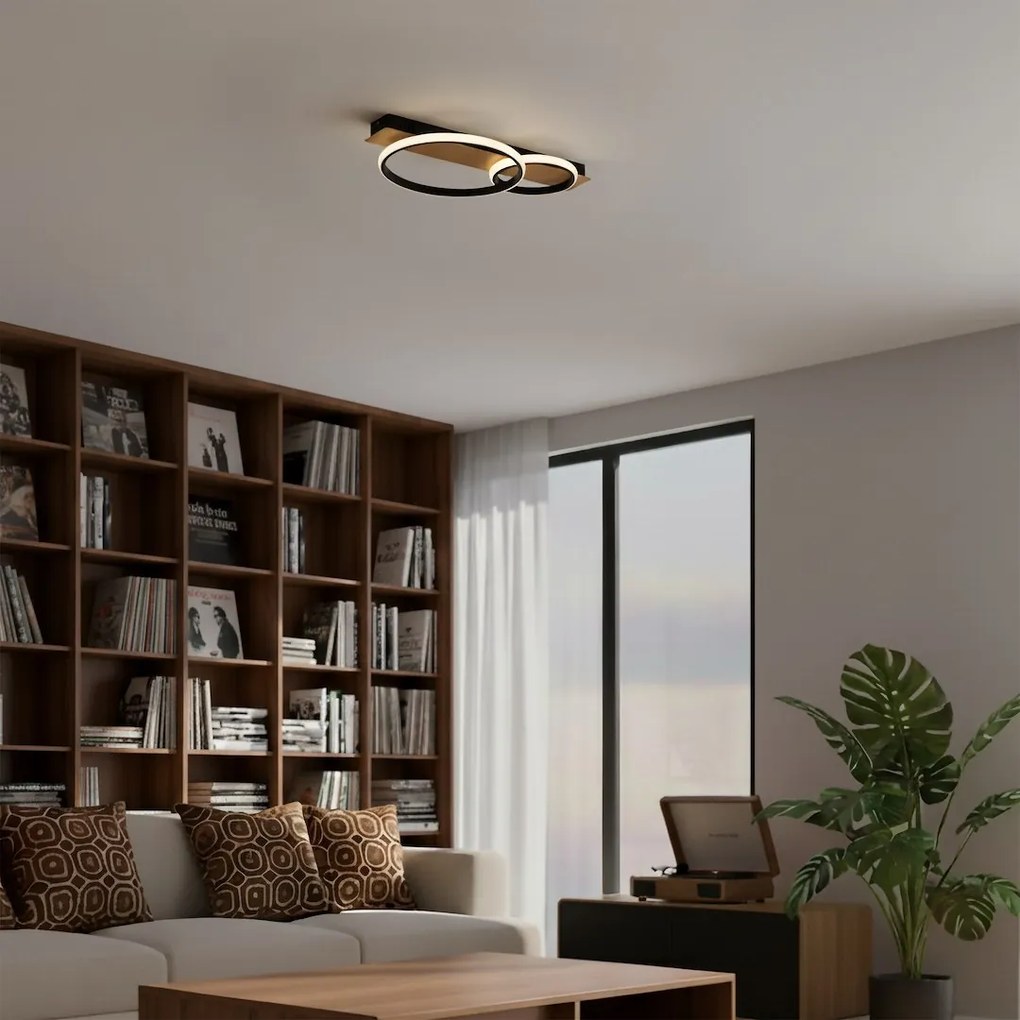 Stropné LED svietidlo Rowena, 2x LED 14w, 4000k, b/imitácia dreva