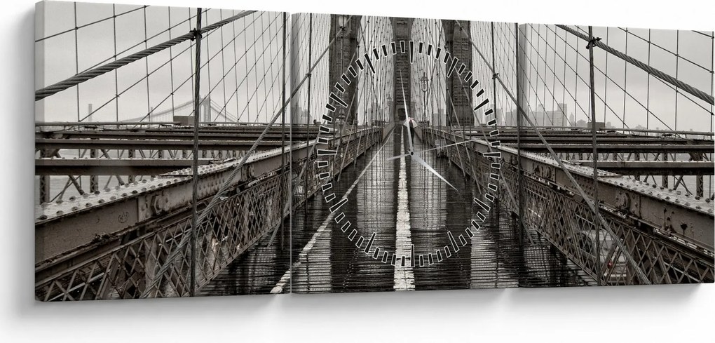 Obraz - Brooklynský most (s hodinami) (90x30 cm)